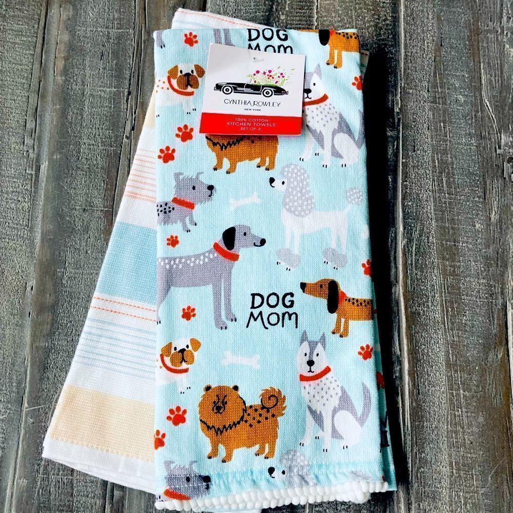 Cynthia Rowley “Dog Mom” Kitchen Dish Towels Set